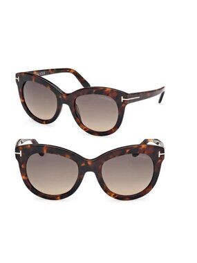 TOM FORD Odette TF1189 52F 53mm Butterfly Sunglasses Dark Havana /Gradient Brown